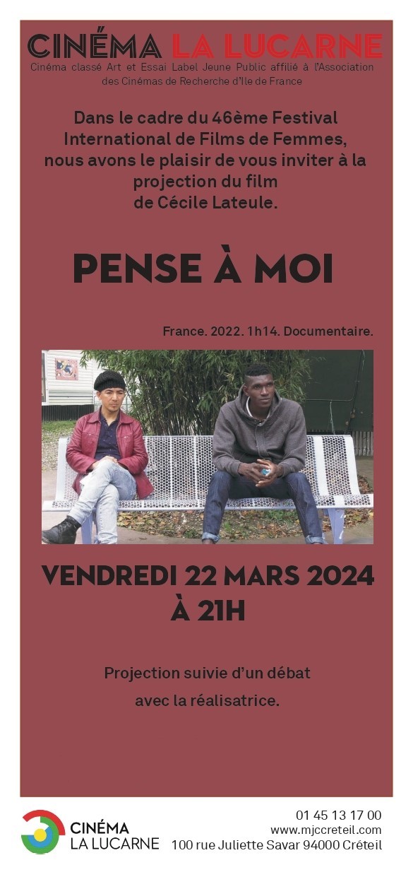 Projection du film "Pense à moi" de Cécile Lateule au Festival International de Films de Femmes à Créteil
