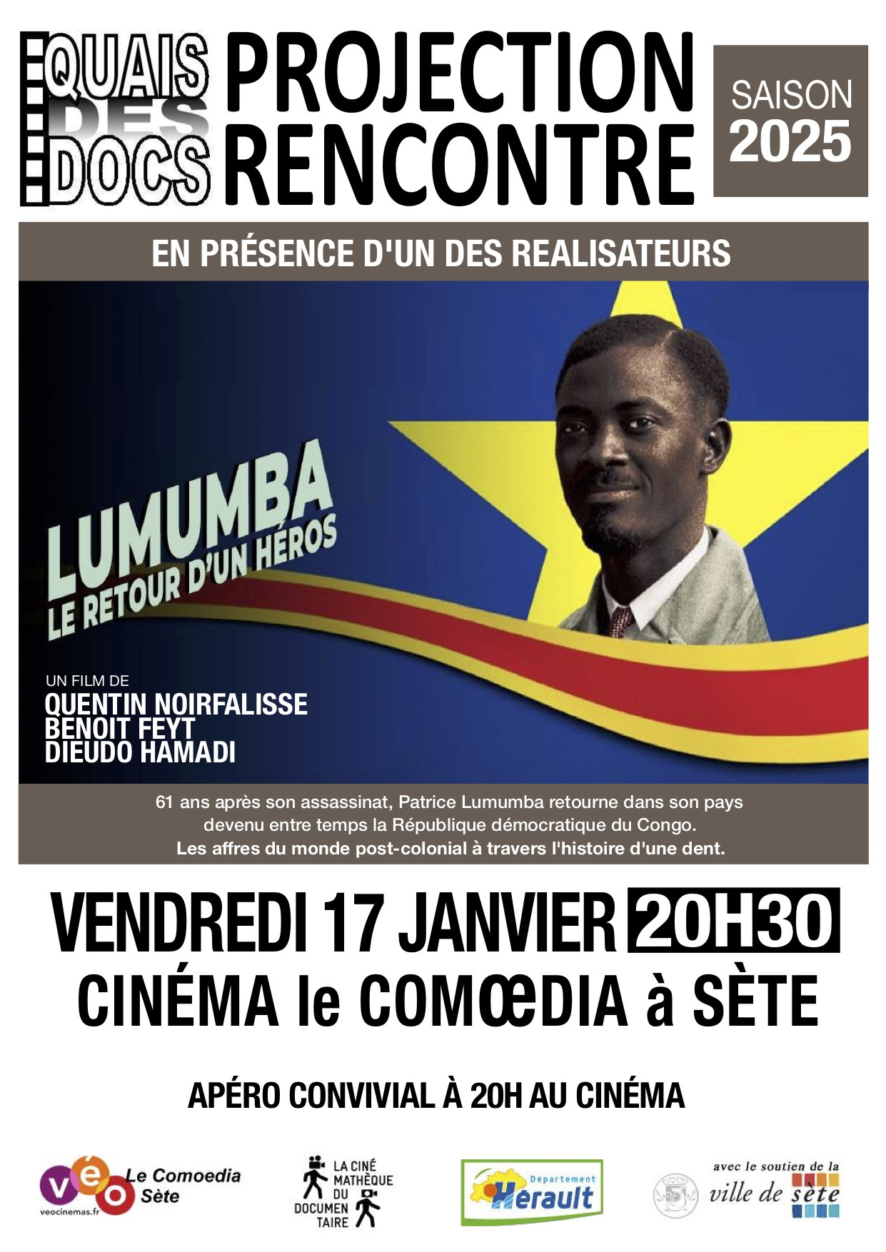 Projections-Rencontre "Lumumba, le retour du héros" - Quais des Docs à Sète - RegardOcc - Occitanie